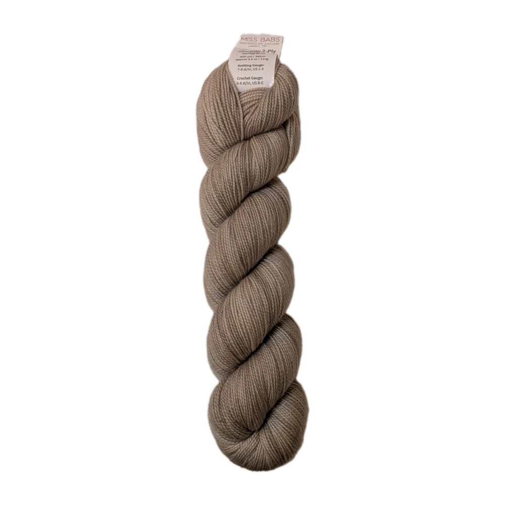 Miss Babs Fingering Yummy 2-Ply Coastal Fog Tan Merino Wool Yarn 400 Yards Skien